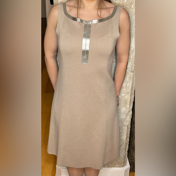 Blumarine Dresses & Skirts - 🪩Host Pick🪩 *NWOT* Blumarine Tan Dress with Gold Accent  !Bellissima!